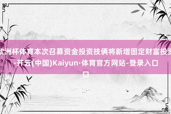 欧洲杯体育本次召募资金投资技俩将新增固定财富投资-开云(中国)Kaiyun·体育官方网站-登录入口